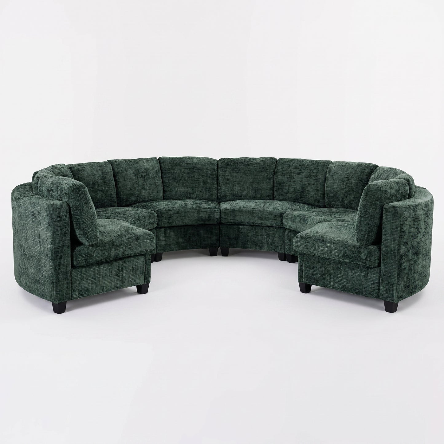 Harlan Curved Modular Sectional Sofa – Chenille, Solid Wood Frame, 4 Colors - Green (12)