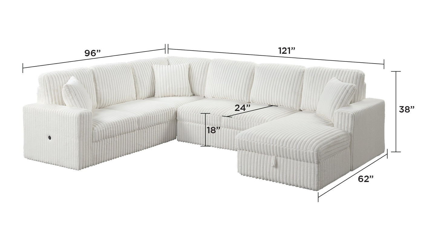 Jorvik sectional sofa in cream velvet