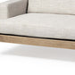 95" Beige Fabric Sofa with Black Legs | Modern Upholstered Living Room Couch armrest and cushion detail