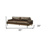 95" Chocolate Top Grain Leather Sofa with Black Legs | Modern Leather Couch dimensions with 95" length, 39" height, and 32" depth.