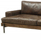 95" Chocolate Top Grain Leather Sofa with Black Legs | Modern Leather Couch featuring chocolate leather upholstery and sleek arms.