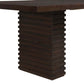 Close-up view of the sculptural double pedestal base of a 95-Inch Modern Walnut Dining Table.