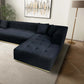 Nolan Tufted Velvet U-Shape Dual Chaise Sofa Sectional in navy blue with deep tufting and plush cushions.