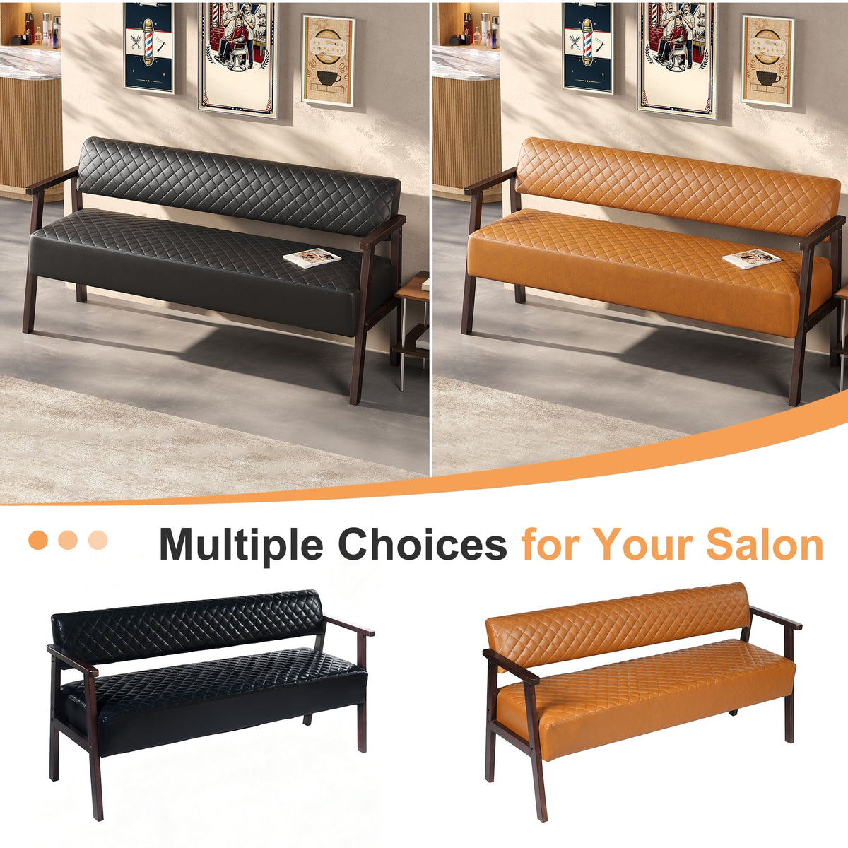 Belden Diamond-Quilted Faux Leather Bench