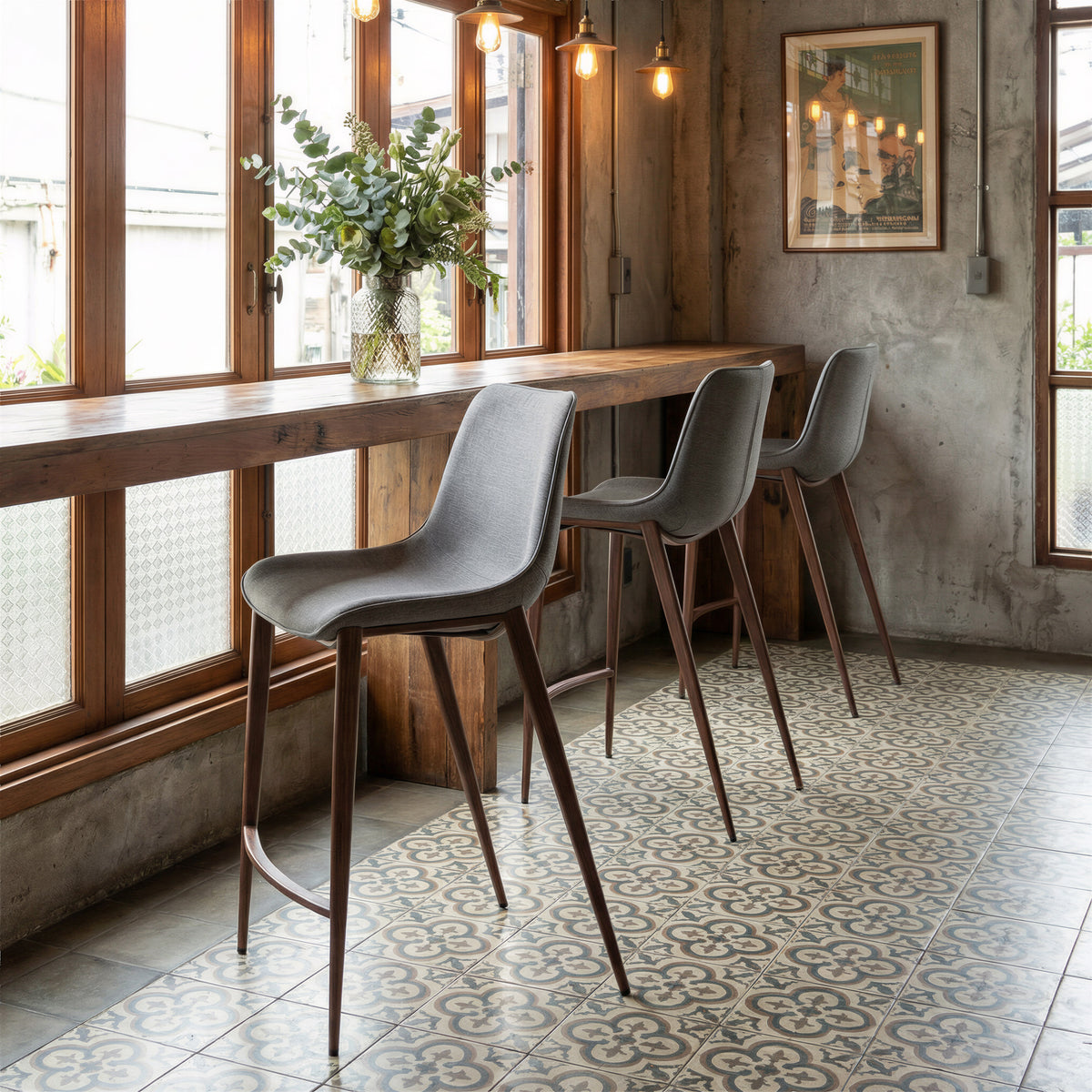 Magnus Counter Stool (Set of 2) in Slate Gray & Walnut