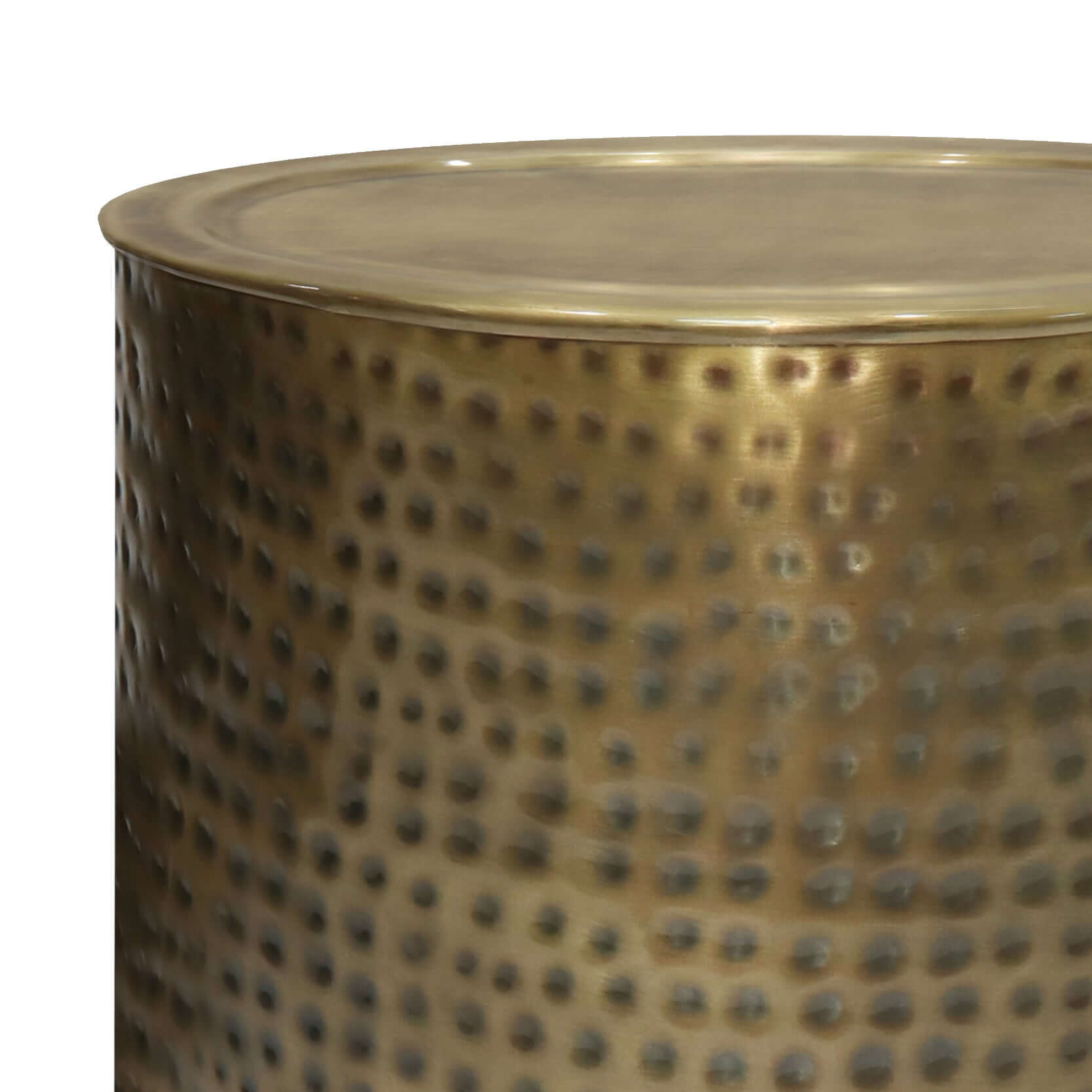 Corbin Hammered Antique Gold Metal Cylindrical Side Table 16"