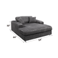 Oversized Gray Corduroy Deep Seat Chaise Lounge with Cup Holder &amp; 2 Pillows – Modern Comfy Accent Chair