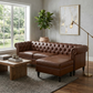 Calder Faux Leather Sectional – 85" L-Shaped 4-Seater with Storage Ottoman (2 Colors)