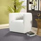 Delaney Tufted Swivel Barrel Chair – Modern Accent Chair (Multiple Colors & Fabrics) in white, stylish and comfortable design.