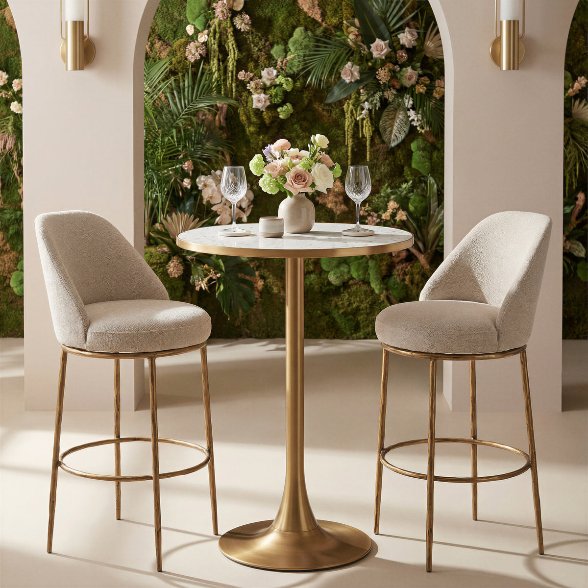 Bite Bar Table in Beige & Gold