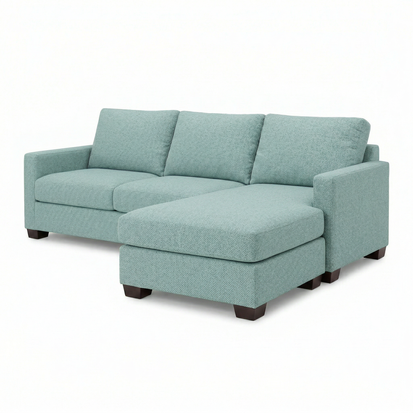 Damon L-Shaped Sectional Sofa – 120" Chaise Sectional in Fabric & Velvet - Leslie Robins Egg - Fabric (7)