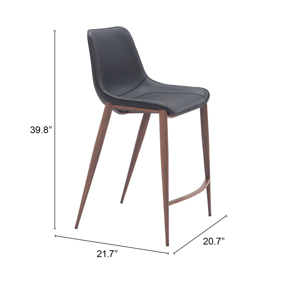 Magnus Counter Stool (Set of 2) in Black & Walnut