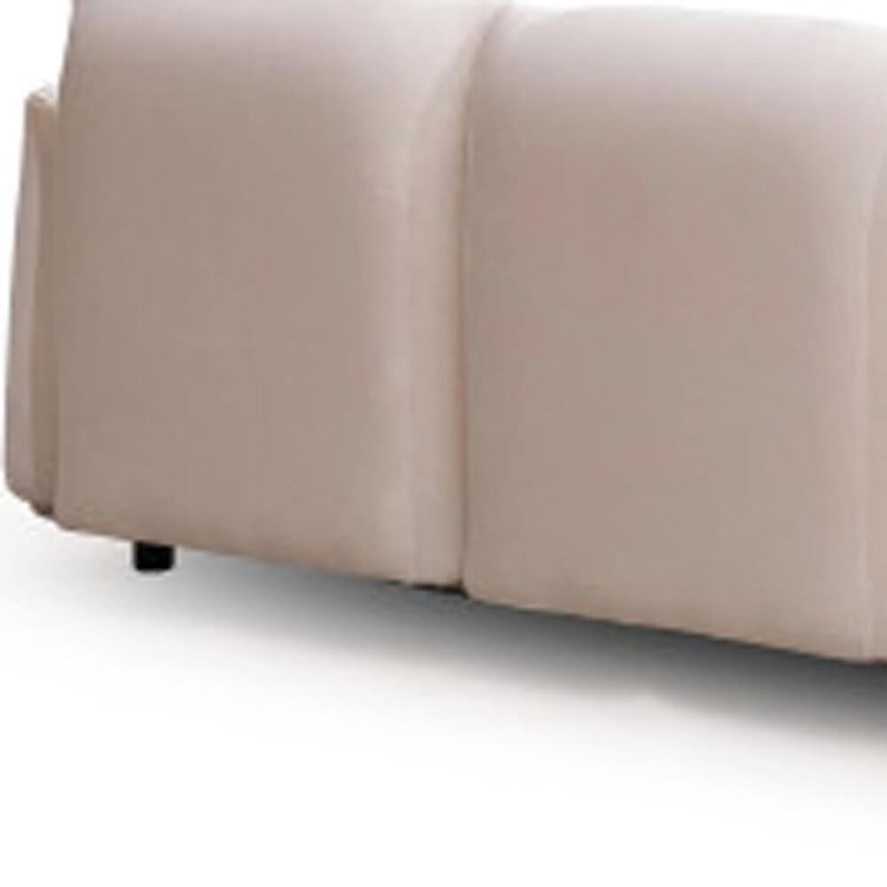 Close-up view of the upholstery on the 98" White Velvet Sofa, showcasing its soft texture and contemporary design.