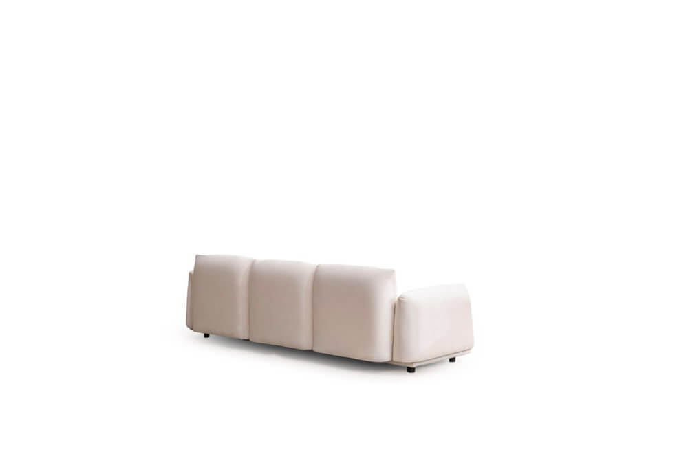 98" White Velvet Sofa from the back, showcasing its elegant design and plush upholstery.