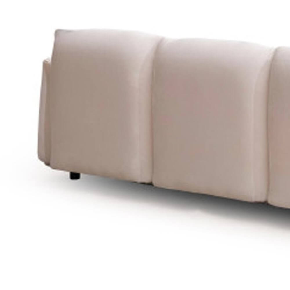 Detail of the soft upholstery of the 98" White Velvet Sofa, showcasing its elegant and modern design.