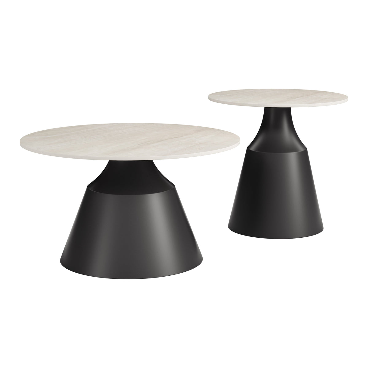 Camella Light Beige & Black Coffee Table Set (2-Piece)