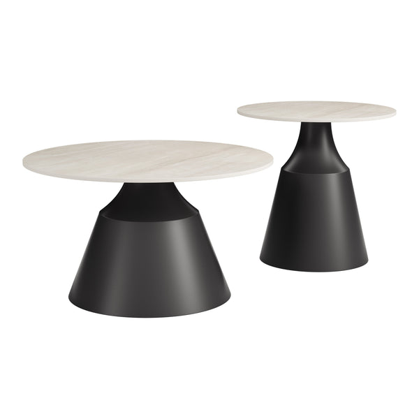 Camella Light Beige & Black Coffee Table Set (2-Piece)