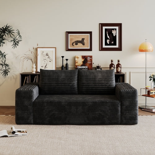 Modern Corduroy Deep Seat Loveseat Sofa – Comfy Couch (4 Colors and 3 Sizes)