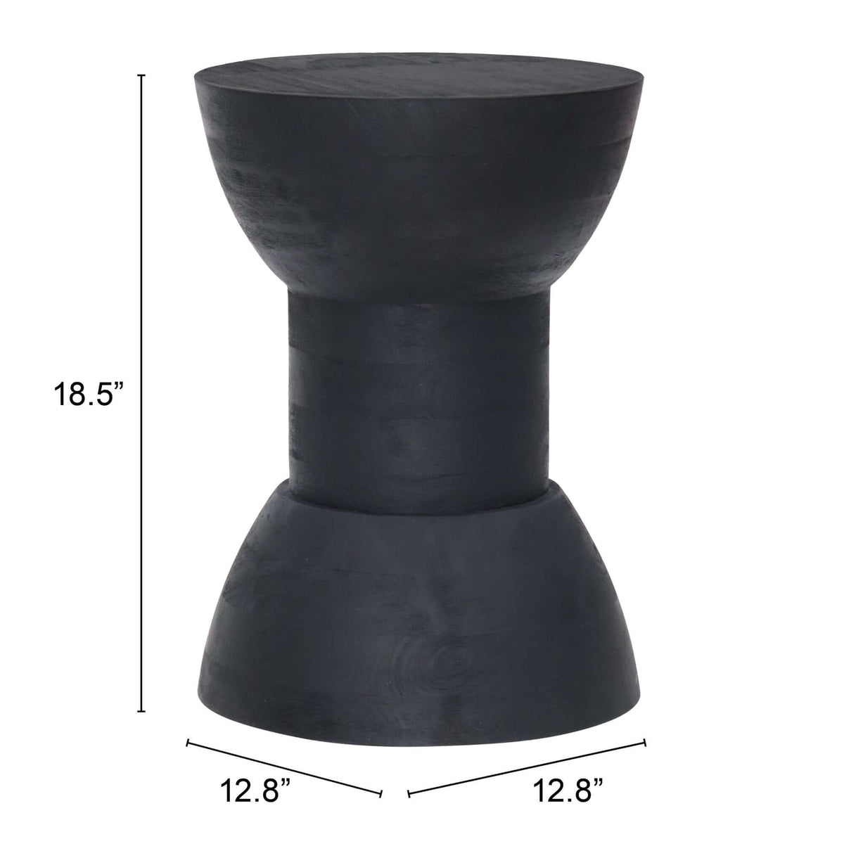 Wisdom Solid Wood Round Side Table, Black 13" - Revel Sofa 