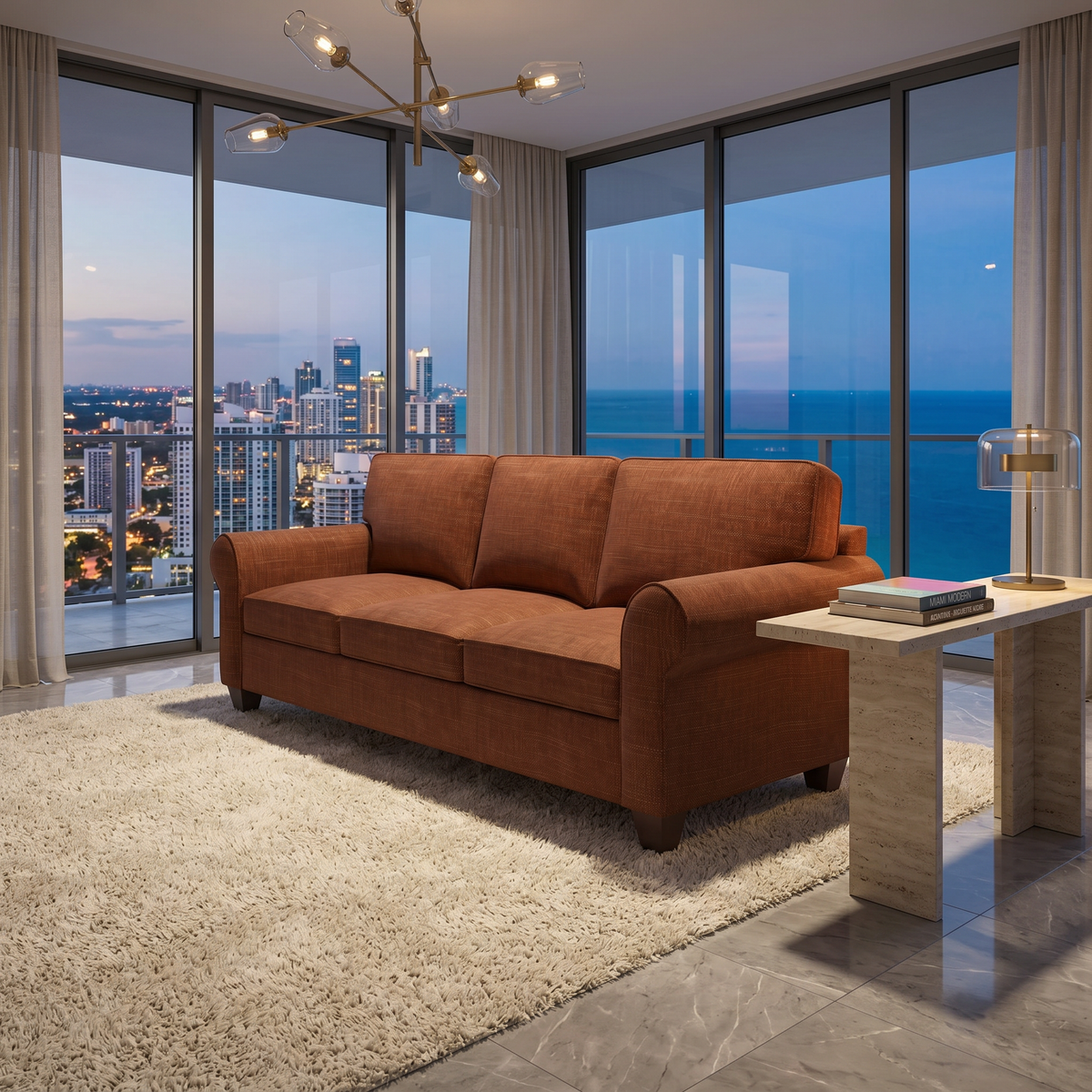 Augusta Sofa – Made in USA, Custom Fabric Options, 83" Classic Design - Insight Russet - Fabric (4)