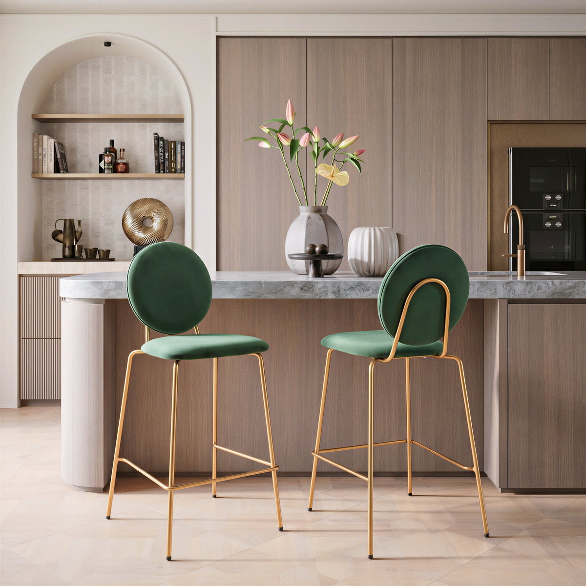 Odessa Green & Gold Counter Stool (Set of 2)