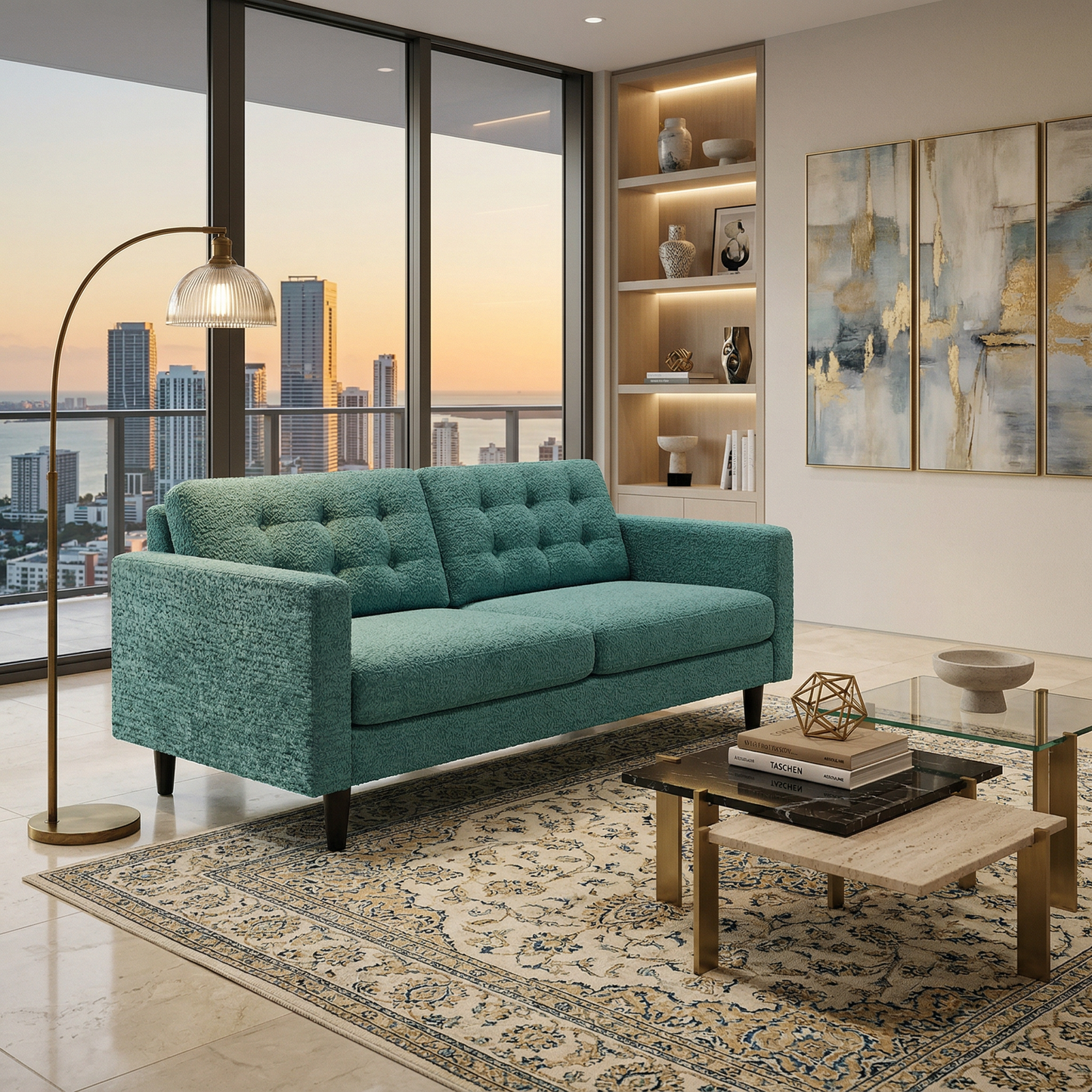 Talmadge Velvet Sofa – 92" Classic American Sofa - Hepburn Emerald - Fabric (3)