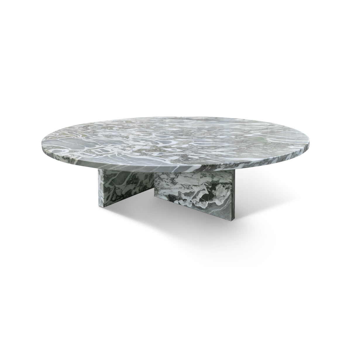 Vesna Marble Round Coffee Table in Blue Gray, 35.4" Round