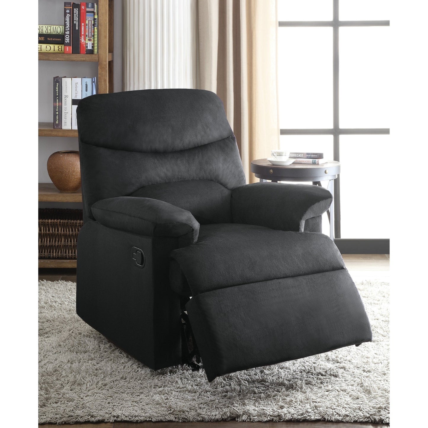 Arcadia Black Fabric Recliner – 35"W Recliner