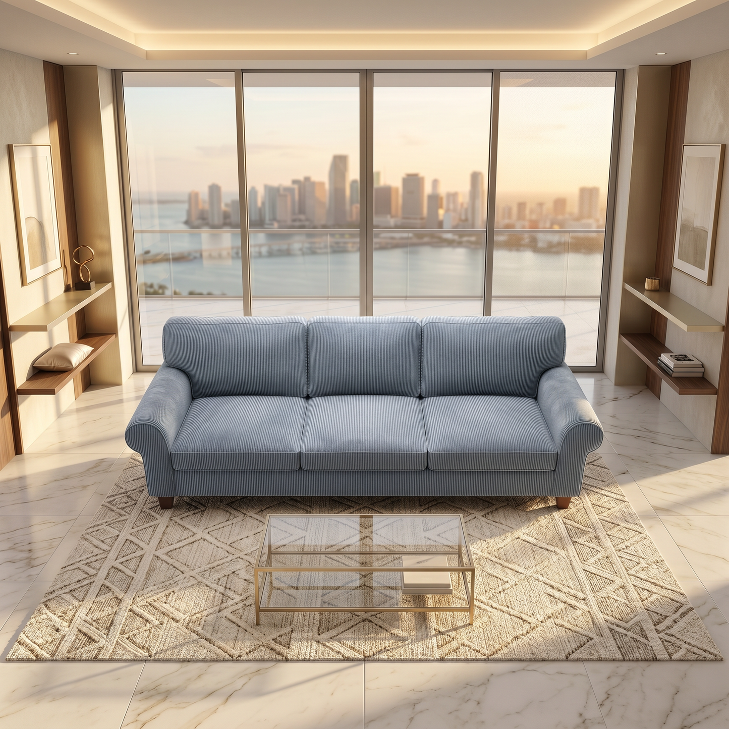 Augusta Sofa – Made in USA, Custom Fabric Options, 83" Classic Design - Leslie Peacock - Fabric (1)