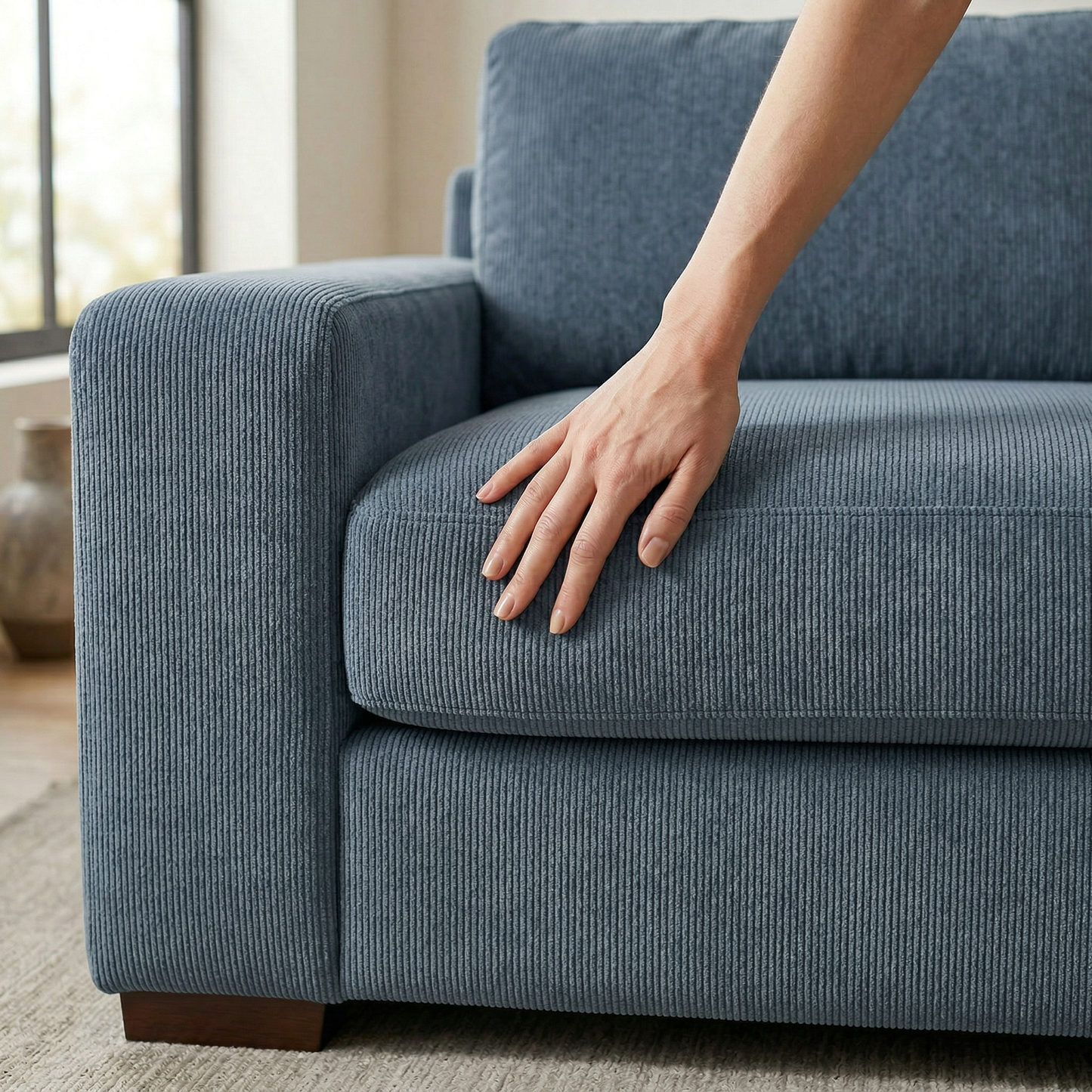 Modena Sofa 92" – Made in USA Square-Arm Sofa (7 Fabrics) - Leslie Peacock - Fabric (6)