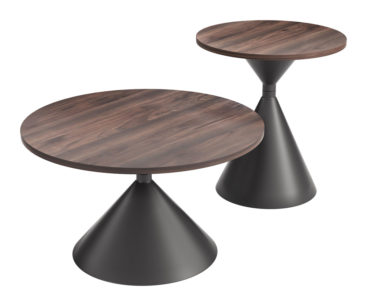 Rosk Walnut & Black Coffee Table Set (2-Piece)