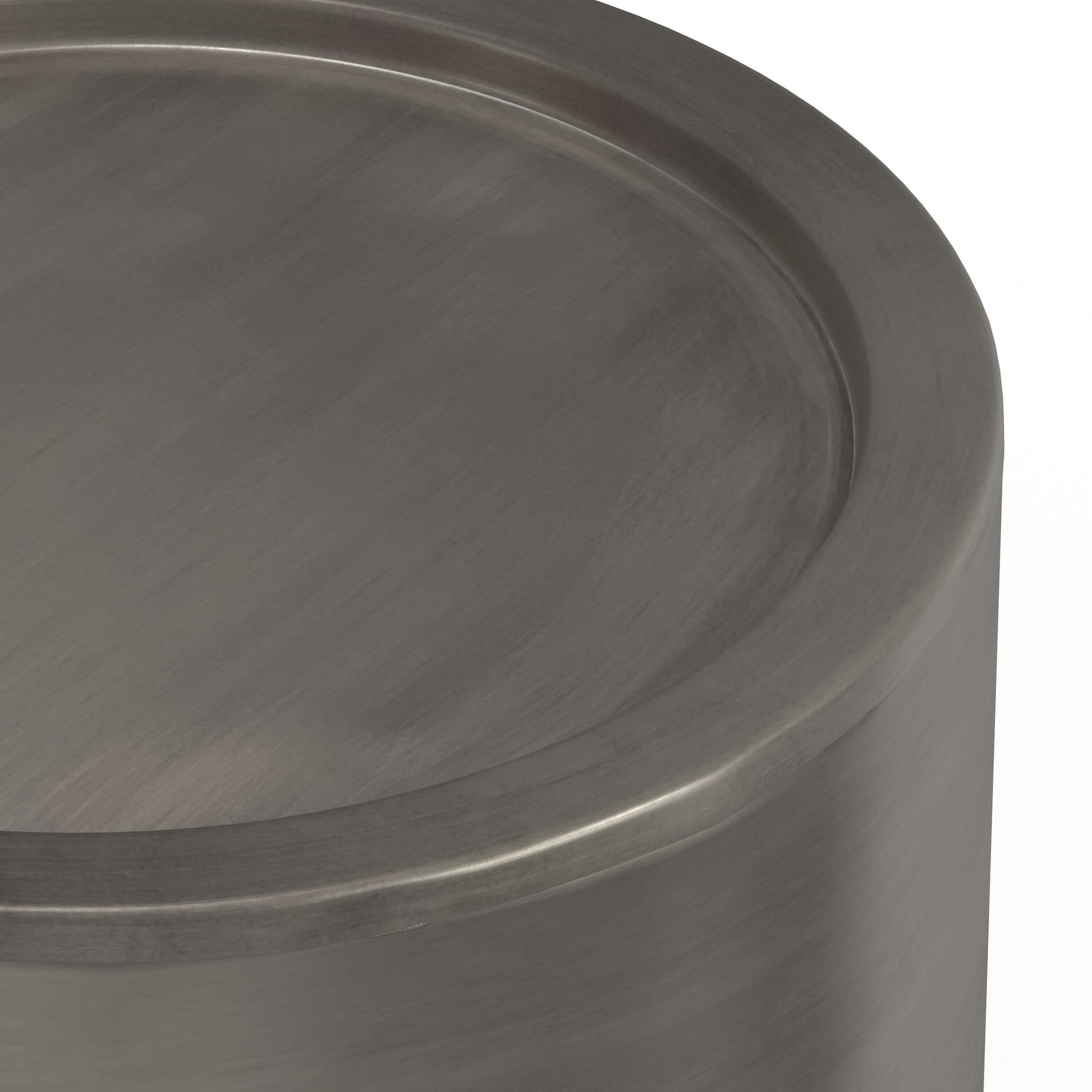 Corbin Cylindrical Antique Silver Side Table 16', metal finish, industrial style, versatile decor accent