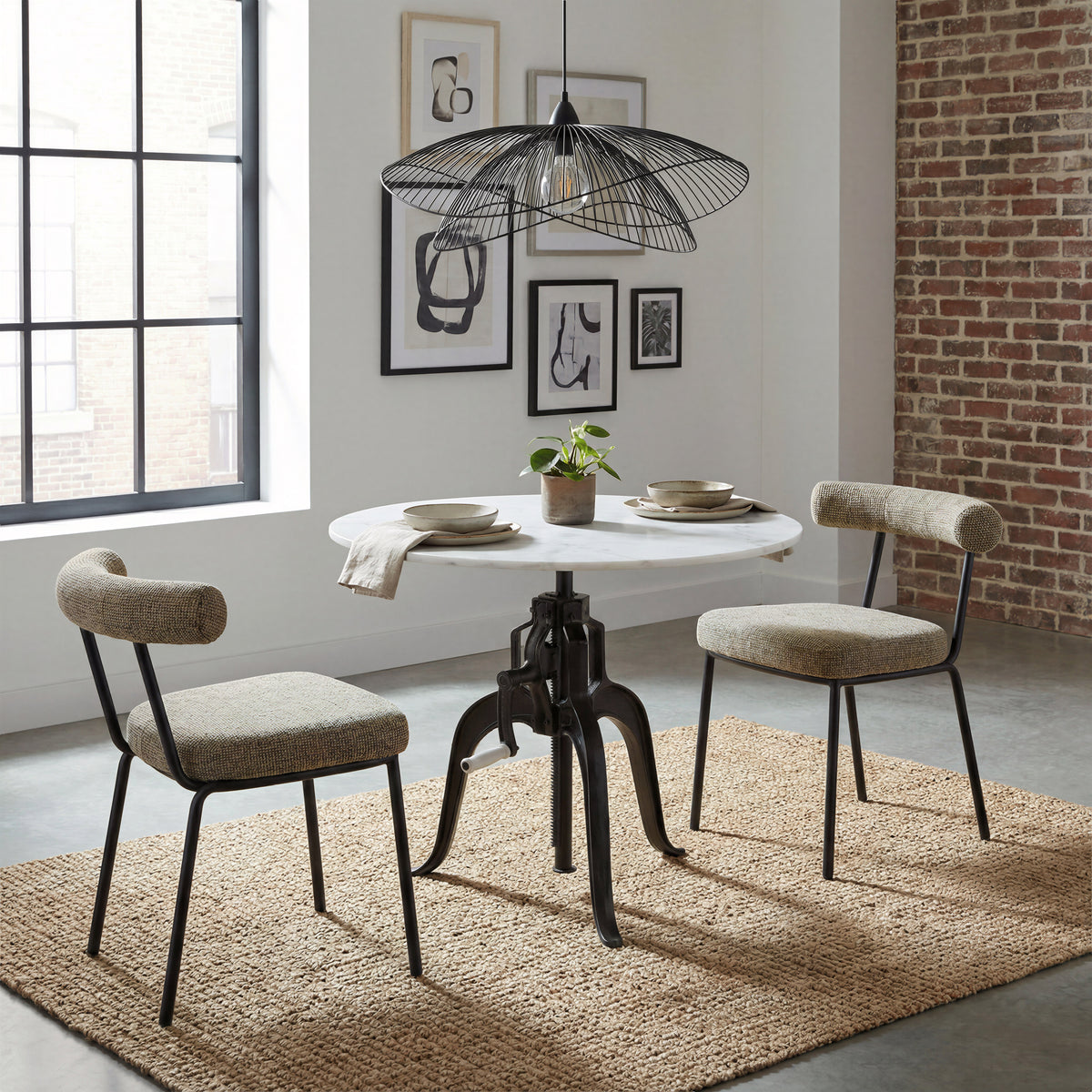 Kede Green Tweed Dining Chair (Set of 2)