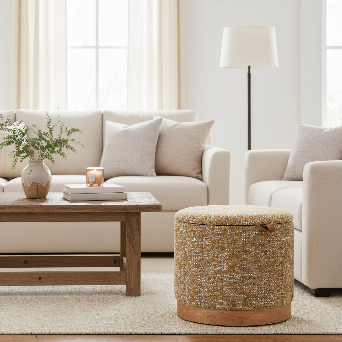 Fije Storage Ottoman in Oat Yellow