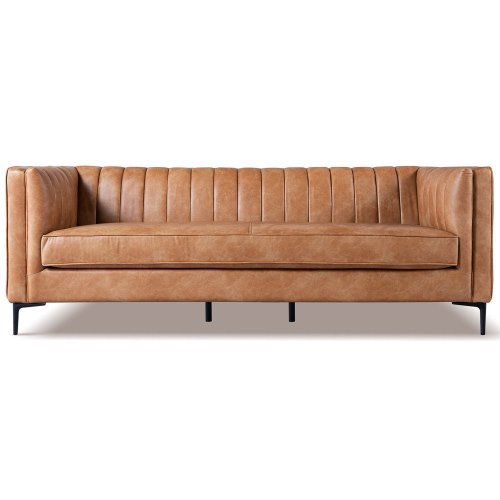 Angelina Midcentury Channel Tufted Sofa 84" (6 Colors)