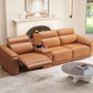118" Modular Leather Recliner Sectional Sofa – 3-seat Power Reclining Sofa with Cup Holders in modern living room setting.
