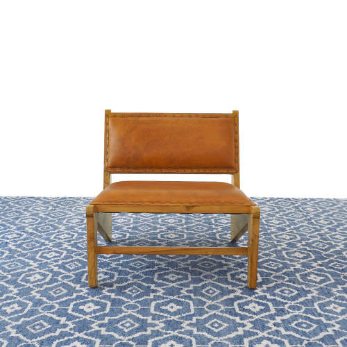 Talon 24" Full-Grain Tan Leather Armless Accent Chair
