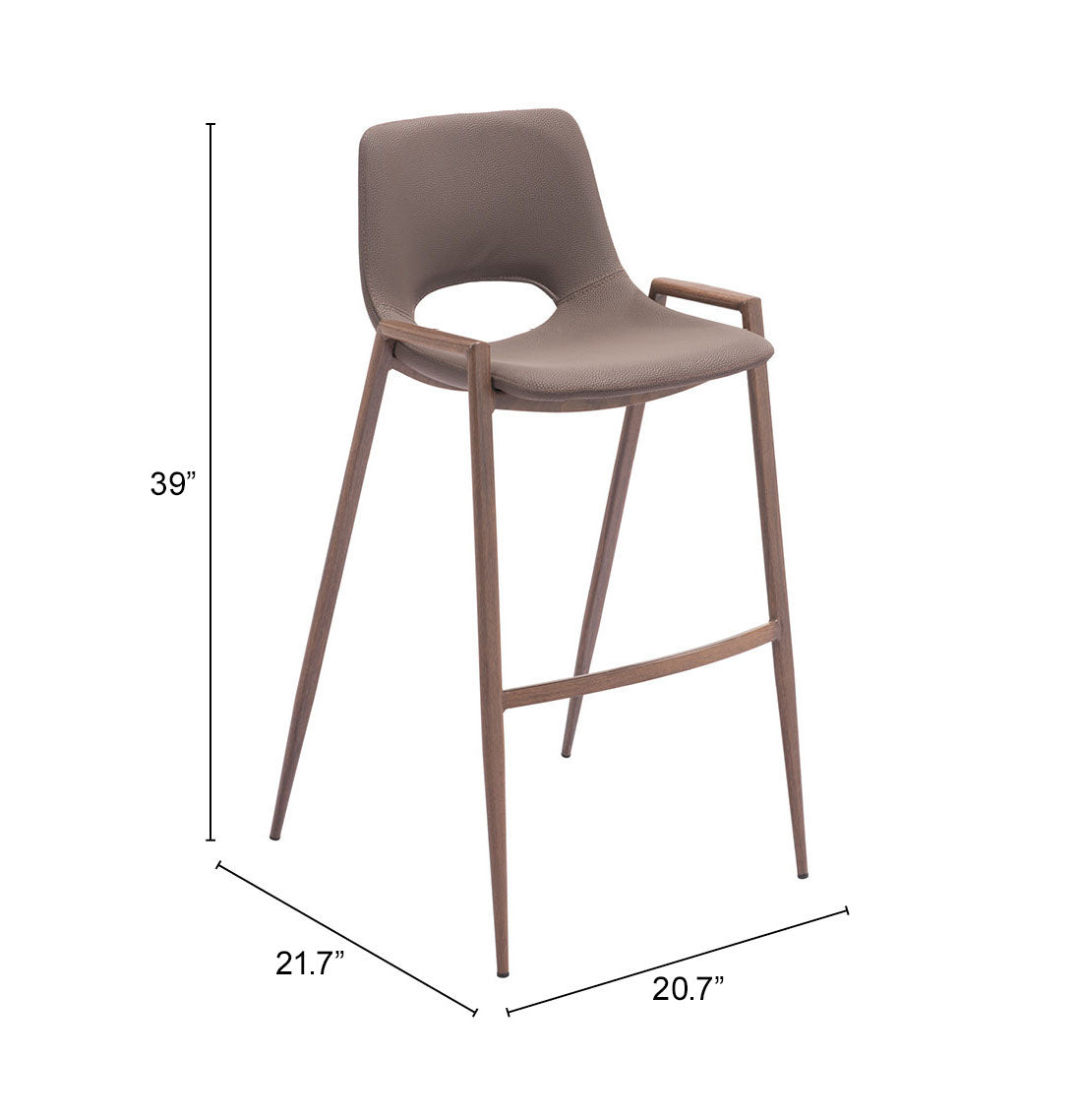 Desi Barstool (Set of 2) in Brown & Walnut