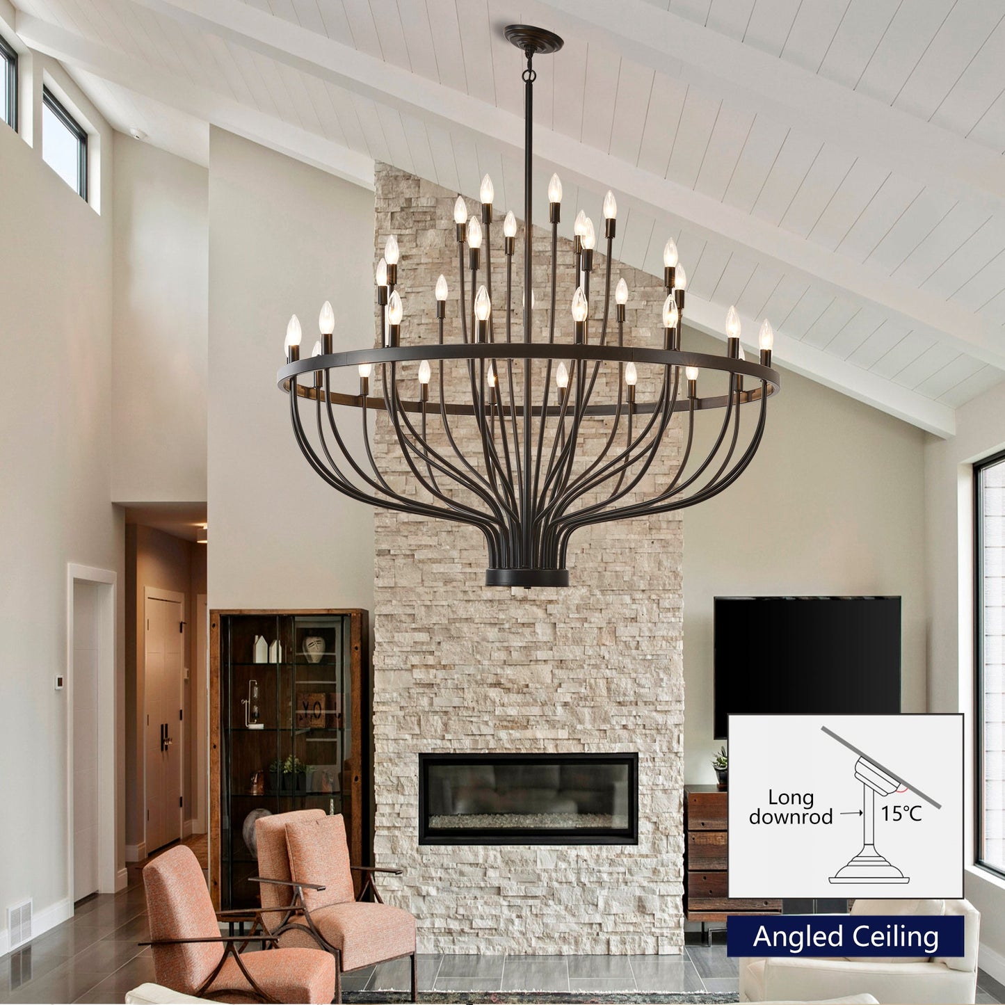 Daxton Black Iron 33-Light Chandelier 47 inch