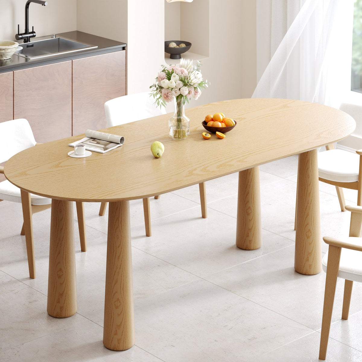 Briony Dining Table in 67" Oval, Oak