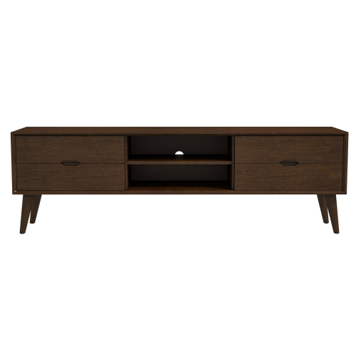 Adrian MCM Solid Wood Media Console TV Stand – 71” Walnut Entertainment Center (Fits Up to 72” TVs) in a sleek design.
