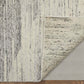 9' X 13' Ivory and Gray Abstract Hand Knotted Worn Faded Area Rug showcasing its texture and backing.