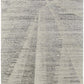 9' X 13' Ivory and Gray Abstract Hand Knotted Worn Faded Area Rug on display, showcasing its unique design and texture.