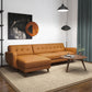 'Allison' Sofá seccional de cuero genuino color canela con chaise lounge 