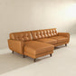 'Allison' Sofá seccional de cuero genuino color canela con chaise lounge 