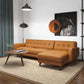 'Allison' Sofá seccional de cuero genuino color canela con chaise lounge 
