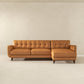 'Allison' Sofá seccional de cuero genuino color canela con chaise lounge 
