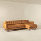 'Allison' Sofá seccional de cuero genuino color canela con chaise lounge 