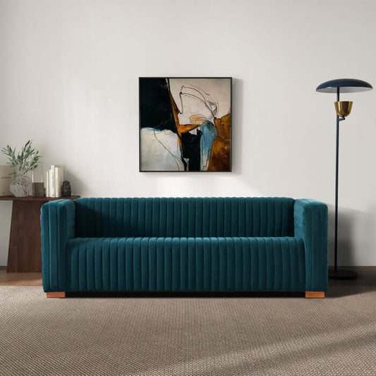 Elara Channel Tufted Velvet Sofa 90" (3 Colors)