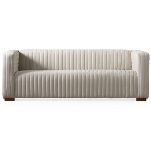 Elara Channel Tufted Velvet Sofa 90" – Modern Mid-Century Velvet Couch (3 Colors) showcasing luxe comfort and refined style.